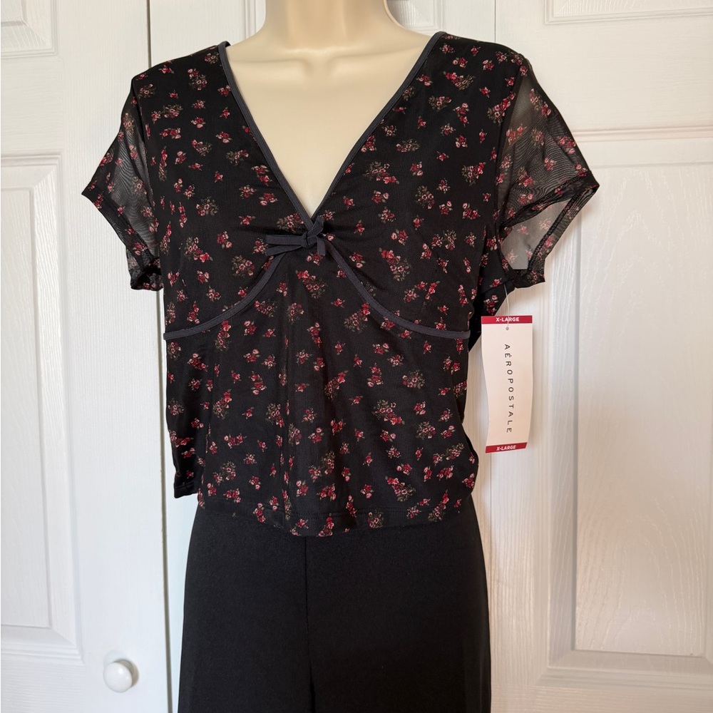 NWT Aeropostale Floral Mesh Top Size XL